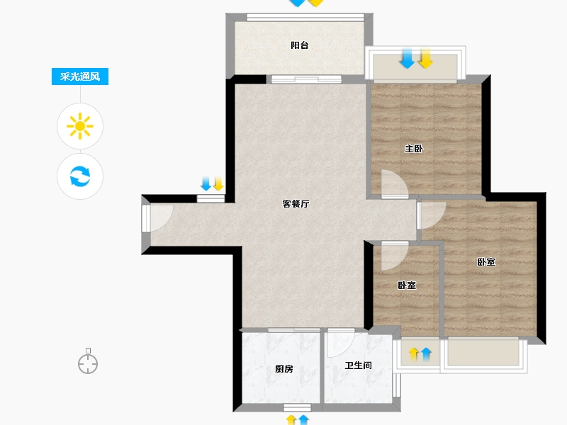 广东省-湛江市-华邦·玥珑湾-73.76-户型库-采光通风