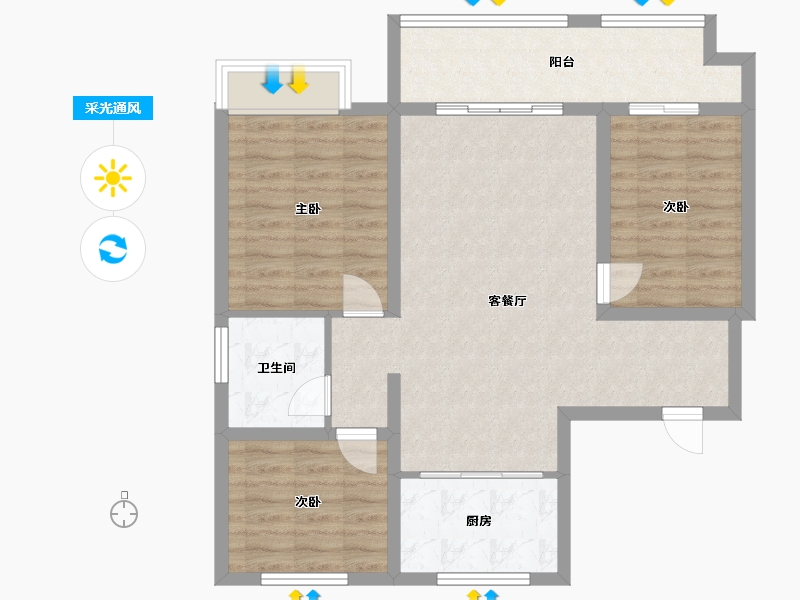 山东省-日照市-水悦华庭-85.00-户型库-采光通风