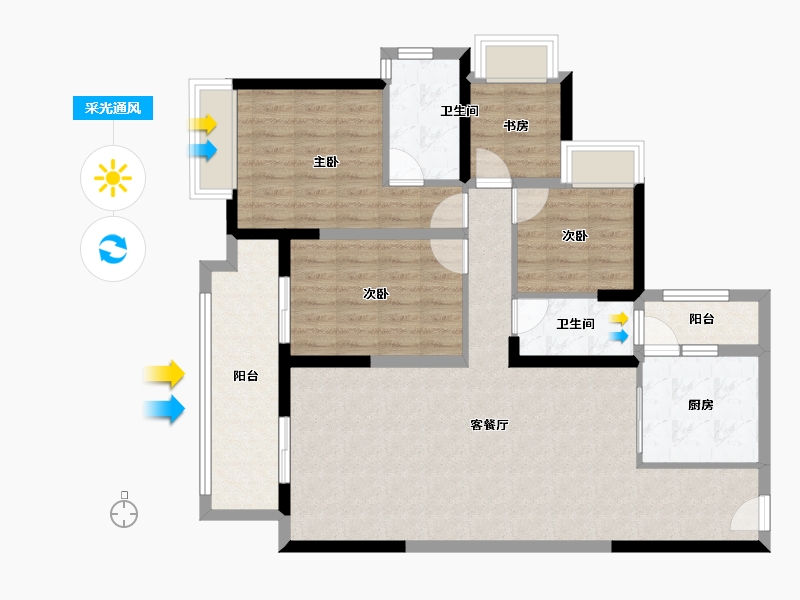 广东省-湛江市-华邦·玥珑湾-101.23-户型库-采光通风