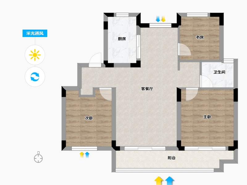 浙江省-湖州市-爱家霖溪谷-71.20-户型库-采光通风