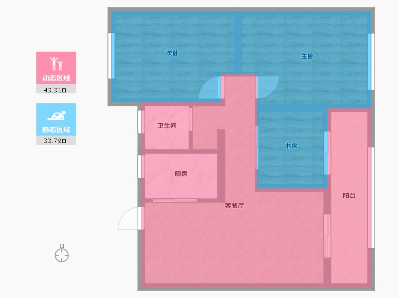 安徽省-巢湖市-明发江湾新城三期四街区-65.00-户型库-动静分区