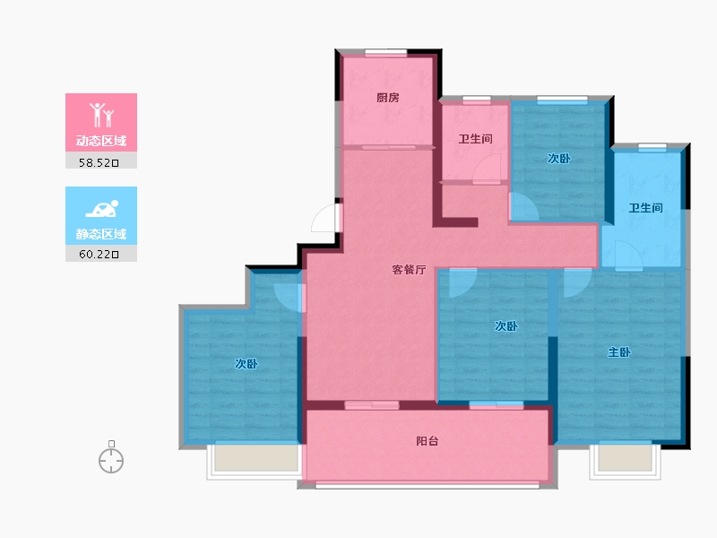 浙江省-宁波市-绿城·春风晴翠-106.40-户型库-动静分区