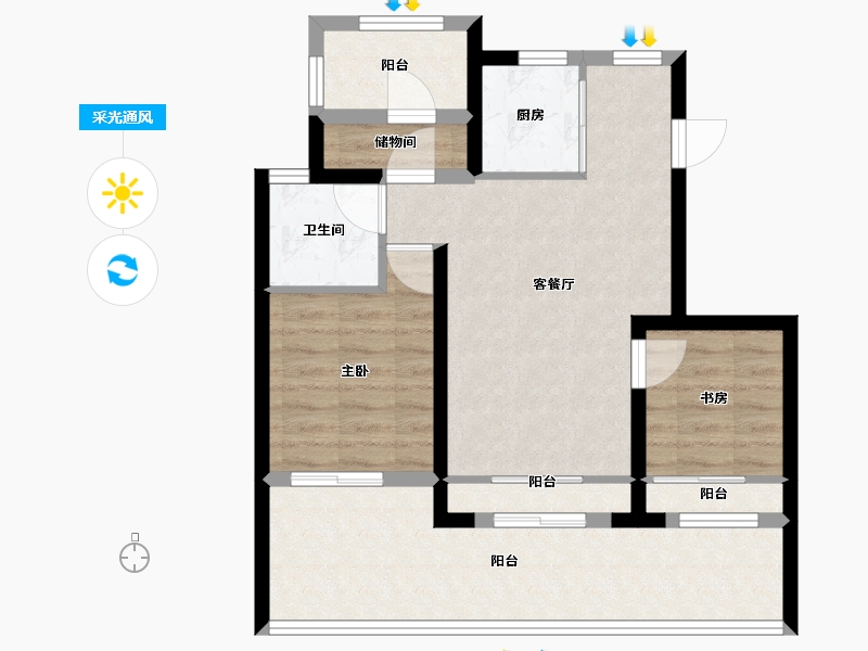 浙江省-舟山市-金地山海未来社区-69.00-户型库-采光通风