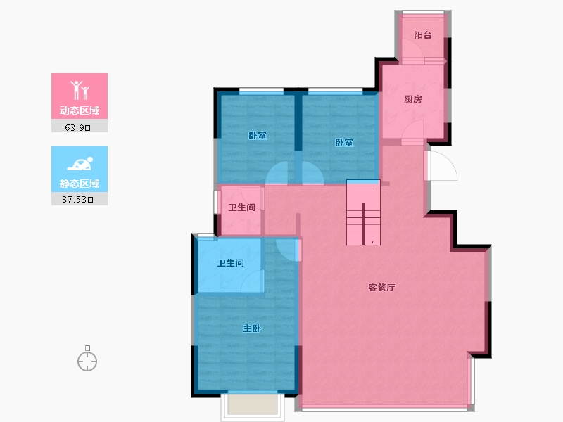 四川省-成都市-华润置地时代嘉玺-91.57-户型库-动静分区