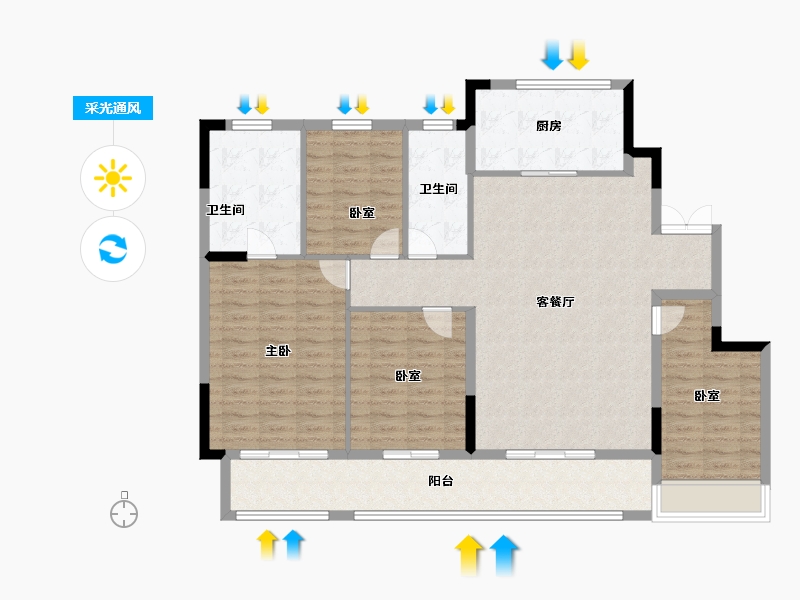 浙江省-湖州市-绿城春月锦庐-126.40-户型库-采光通风