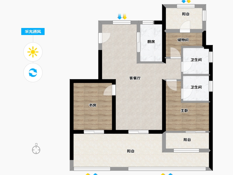 浙江省-舟山市-金地山海未来社区-80.00-户型库-采光通风