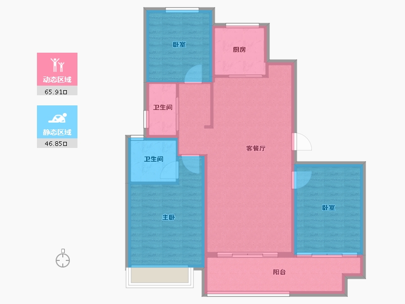 山东省-菏泽市-佳和桃李春风-102.40-户型库-动静分区