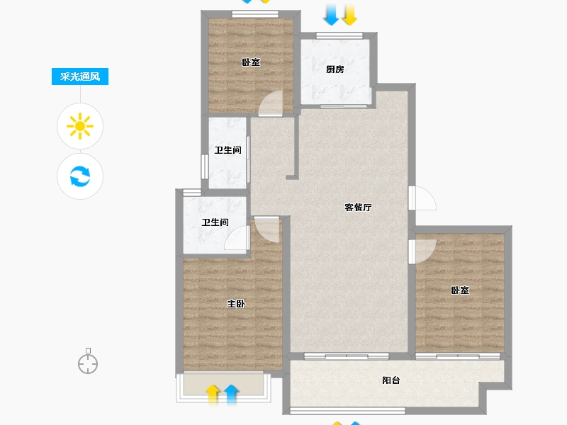 山东省-菏泽市-佳和桃李春风-102.40-户型库-采光通风