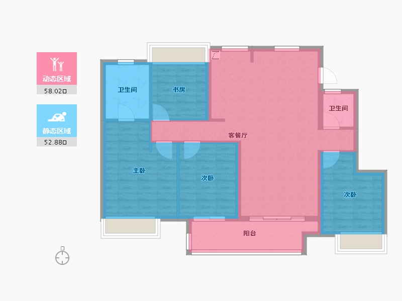 江苏省-镇江市-万科翡翠公园-100.00-户型库-动静分区