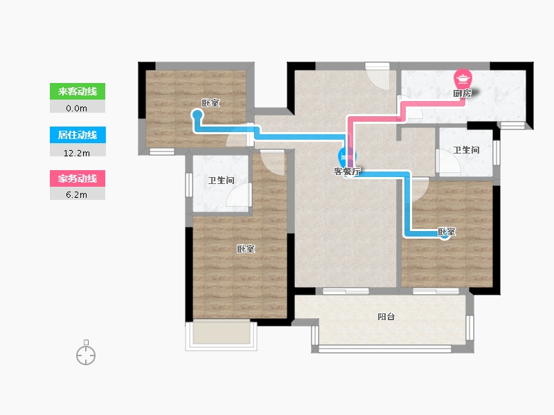 河南省-洛阳市-中弘珑望-86.40-户型库-动静线