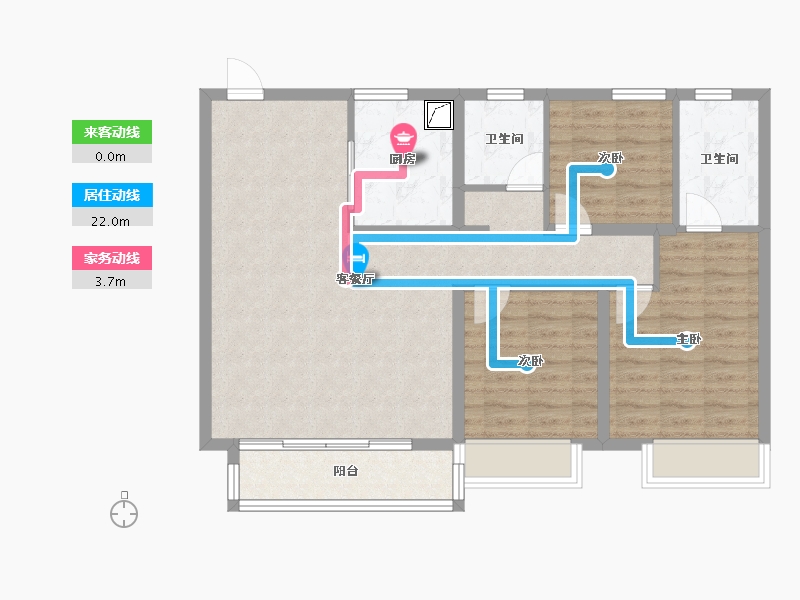 江苏省-镇江市-万科翡翠公园-89.60-户型库-动静线