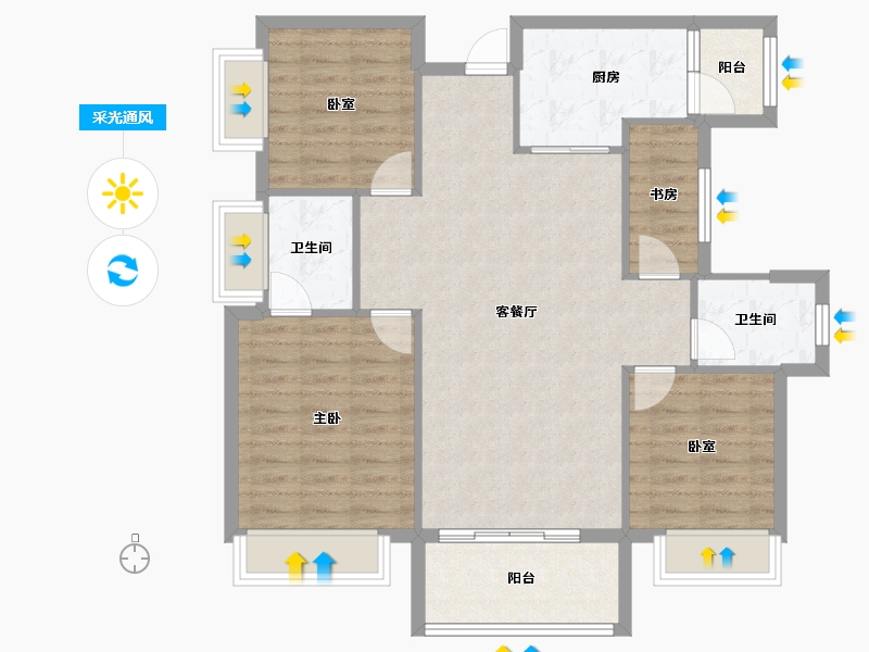 湖南省-永州市-步步高·道州新天地-94.57-户型库-采光通风