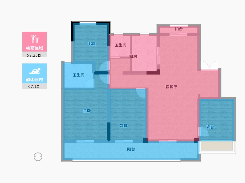 浙江省-湖州市-蓝城溪上云庐-105.60-户型库-动静分区