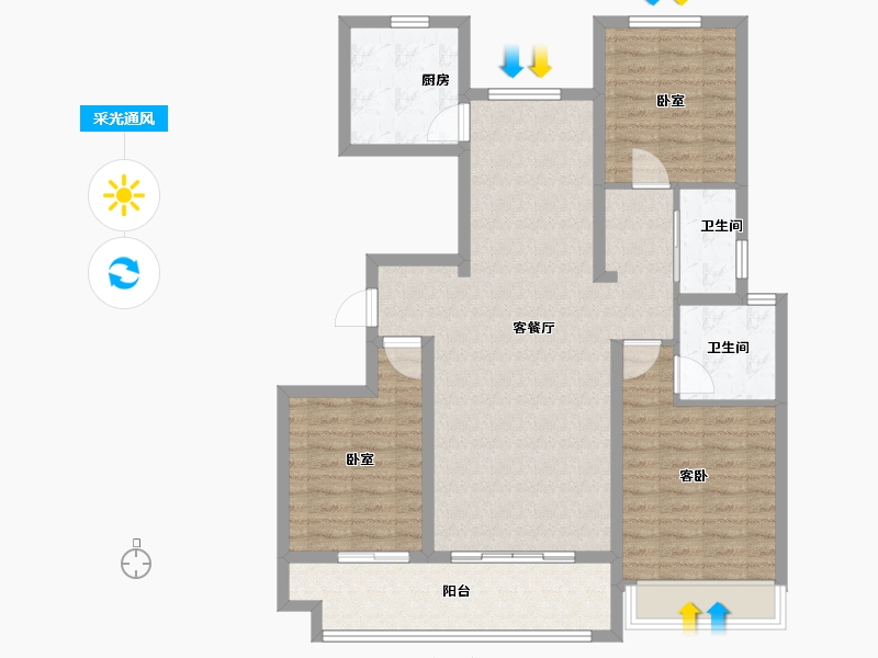 山东省-菏泽市-佳和桃李春风-104.00-户型库-采光通风