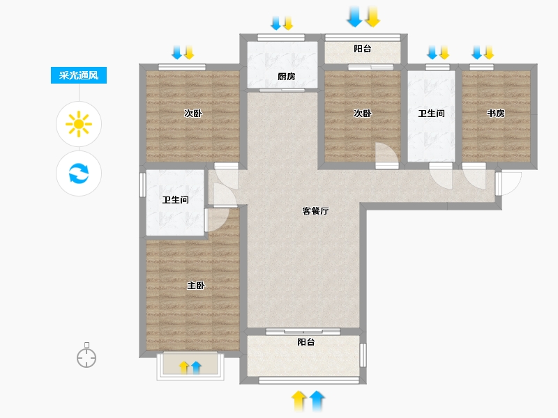 河南省-新乡市-龙湖景庭-110.00-户型库-采光通风