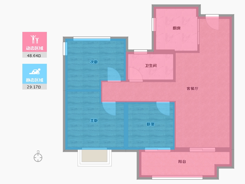 安徽省-合肥市-保利紫云-69.61-户型库-动静分区