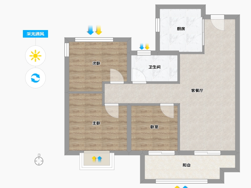 安徽省-合肥市-保利紫云-69.61-户型库-采光通风