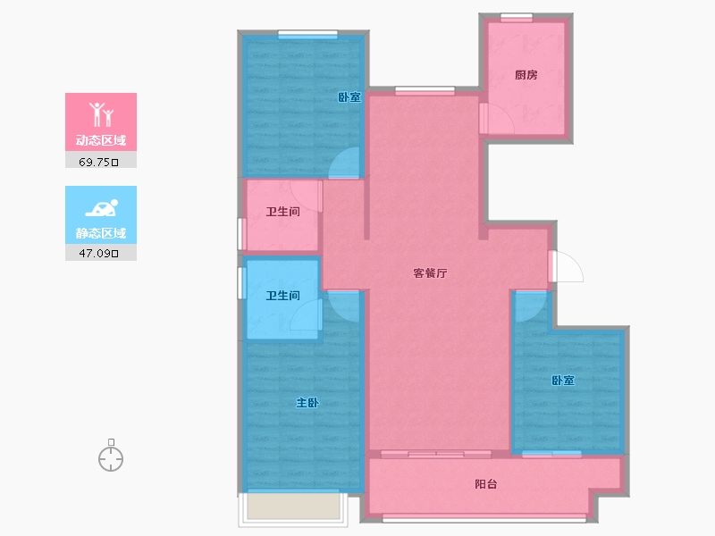 山东省-菏泽市-佳和桃李春风-105.60-户型库-动静分区