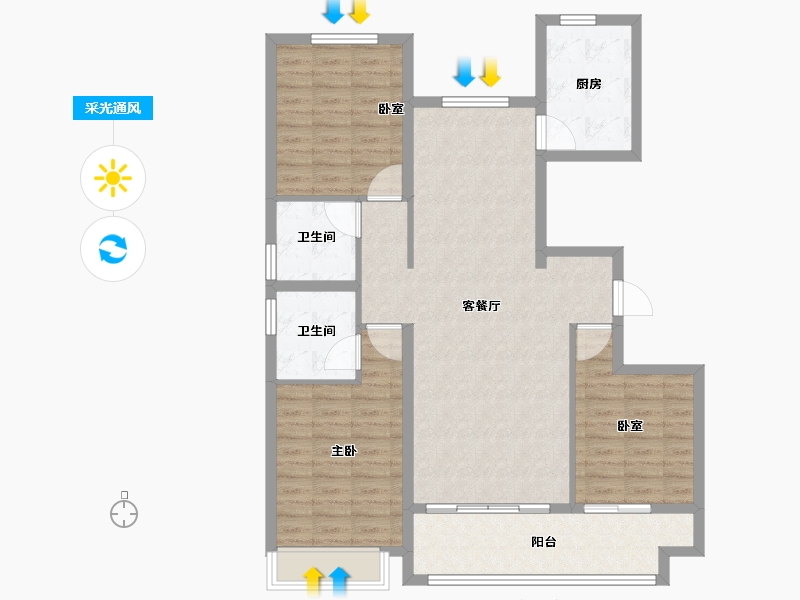 山东省-菏泽市-佳和桃李春风-105.60-户型库-采光通风