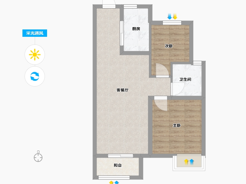 浙江省-舟山市-都会之光-57.00-户型库-采光通风