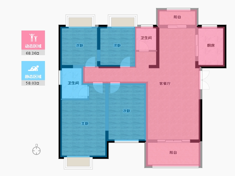 湖南省-长沙市-国欣向荣府-112.74-户型库-动静分区