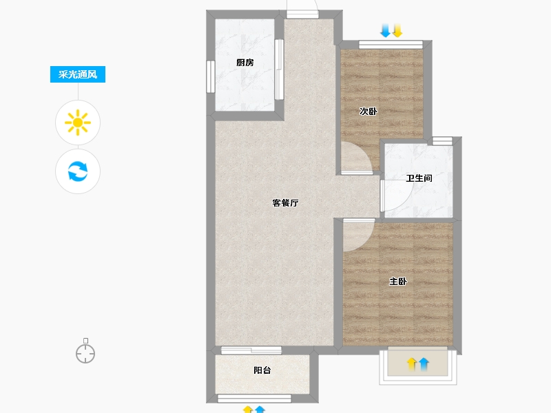 浙江省-舟山市-都会之光-57.00-户型库-采光通风