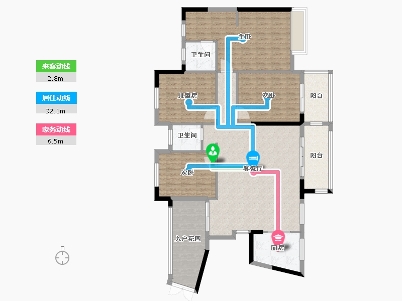 贵州省-黔南布依族苗族自治州-伯爵玉水华府-137.00-户型库-动静线