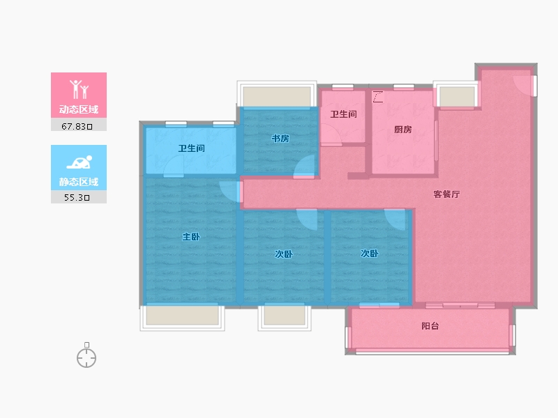 江苏省-镇江市-万科翡翠公园-110.40-户型库-动静分区