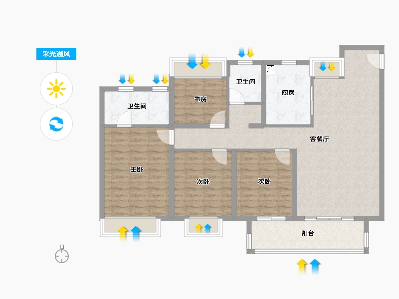 江苏省-镇江市-万科翡翠公园-110.40-户型库-采光通风