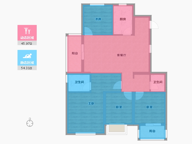 浙江省-台州市-东方苑-98.30-户型库-动静分区