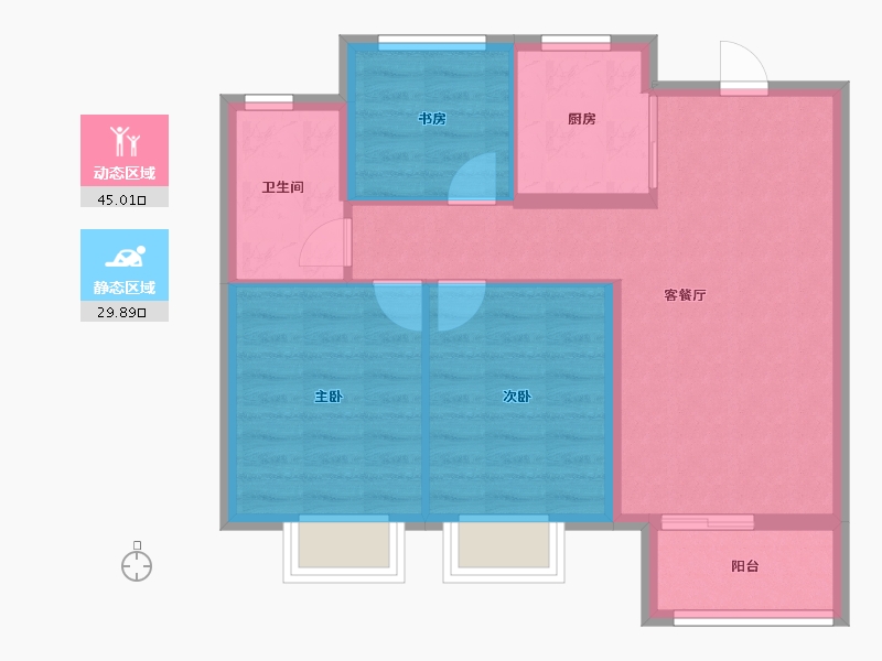 浙江省-舟山市-都会之光-67.00-户型库-动静分区