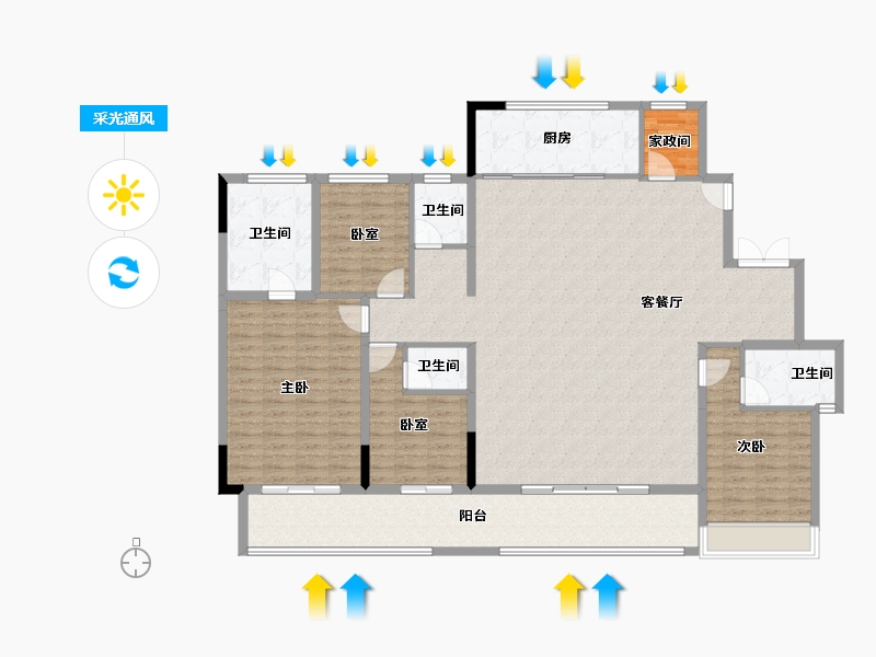 浙江省-湖州市-绿城春月锦庐-181.60-户型库-采光通风