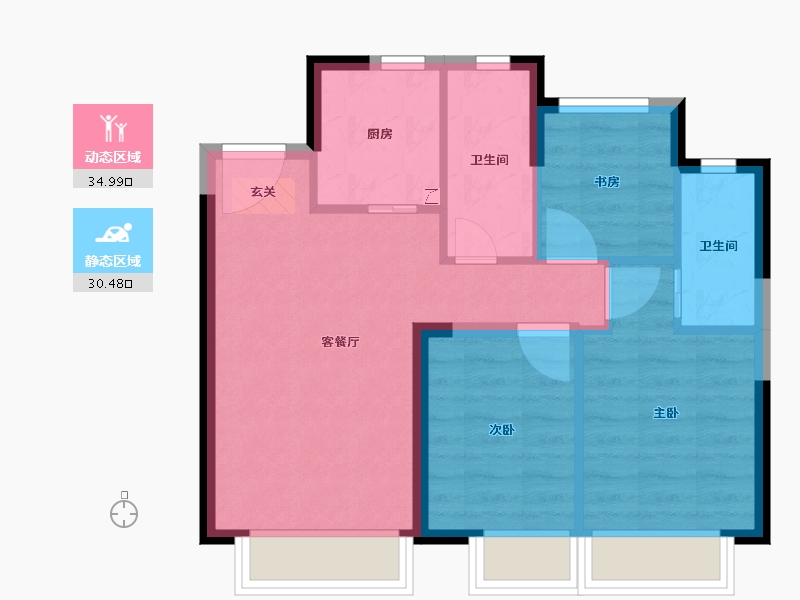 天津-天津市-保利·拾光年-58.29-户型库-动静分区