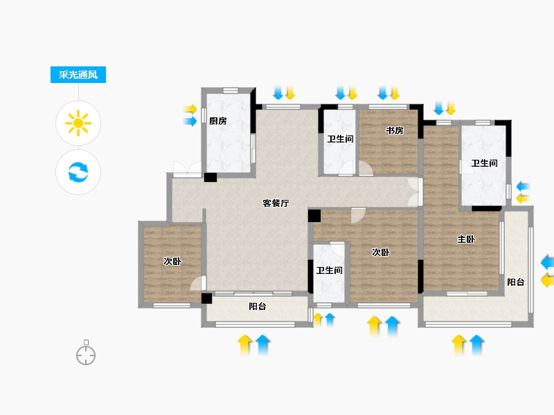 浙江省-湖州市-蓝城溪上云庐-148.00-户型库-采光通风