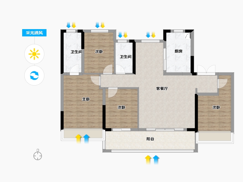 江苏省-常州市-铂樾云庭-114.40-户型库-采光通风