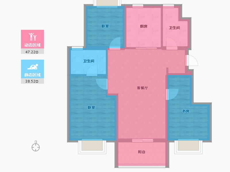 上海-上海市-中国铁建花语江南-76.01-户型库-动静分区