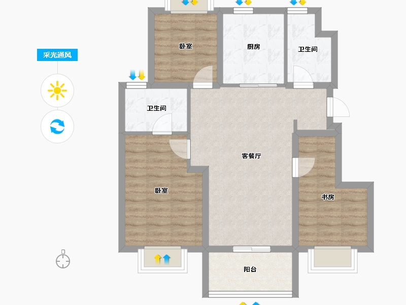 上海-上海市-中国铁建花语江南-76.01-户型库-采光通风