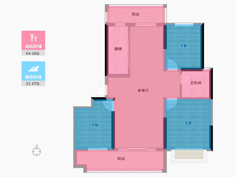 山东省-聊城市-世家·学府里-85.89-户型库-动静分区