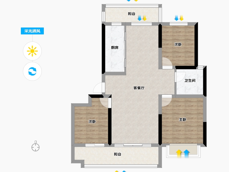 山东省-聊城市-世家·学府里-85.89-户型库-采光通风