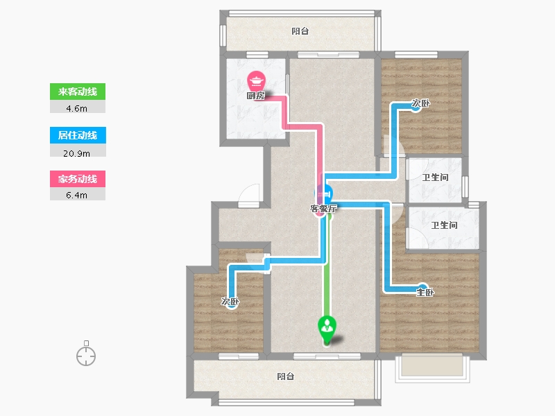 山东省-聊城市-润诚·学府里-111.20-户型库-动静线