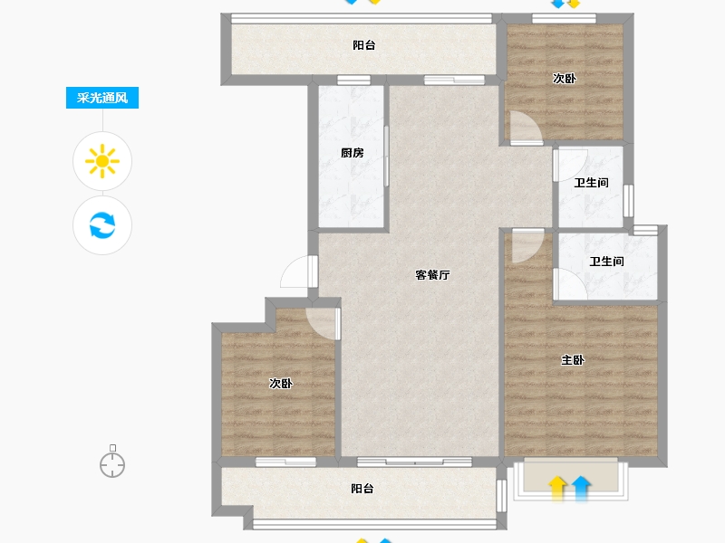 山东省-聊城市-润诚·学府里-103.51-户型库-采光通风