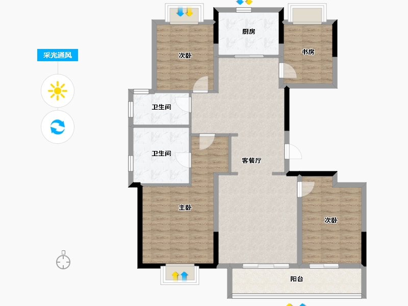 上海-上海市-葛洲坝玉兰花园-120.00-户型库-采光通风