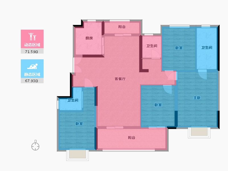 湖北省-荆州市-楚天都市·润园-125.00-户型库-动静分区