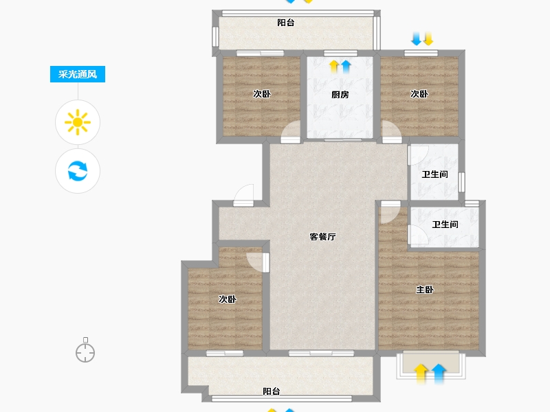 山东省-聊城市-润诚·学府里-111.20-户型库-采光通风