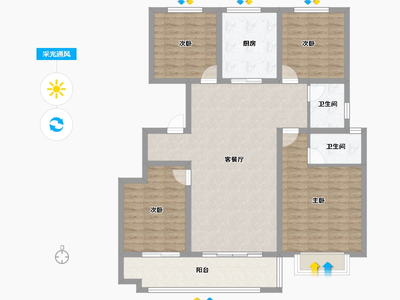 山东省-聊城市-润诚·学府里-111.20-户型库-采光通风