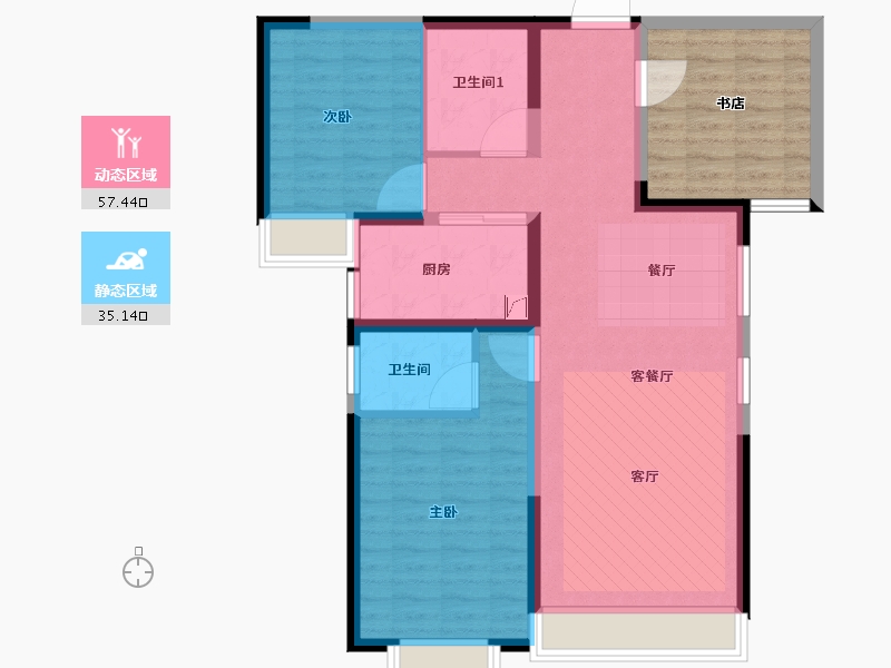 西藏自治区-拉萨市-泰林黄河馨苑二期-94.46-户型库-动静分区