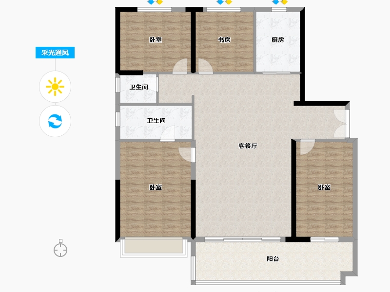 河南省-洛阳市-碧桂园天誉-148.00-户型库-采光通风