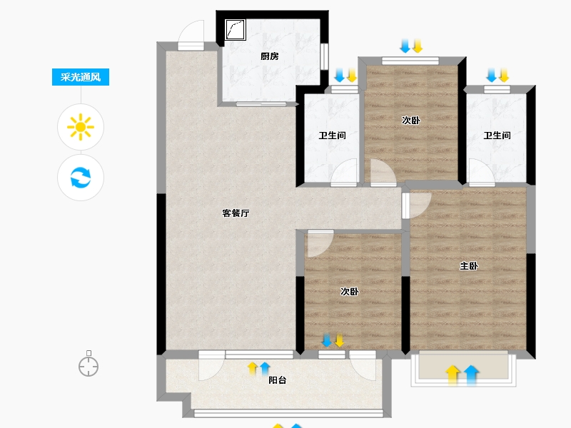 山东省-聊城市-星光·桃李天阅-96.00-户型库-采光通风