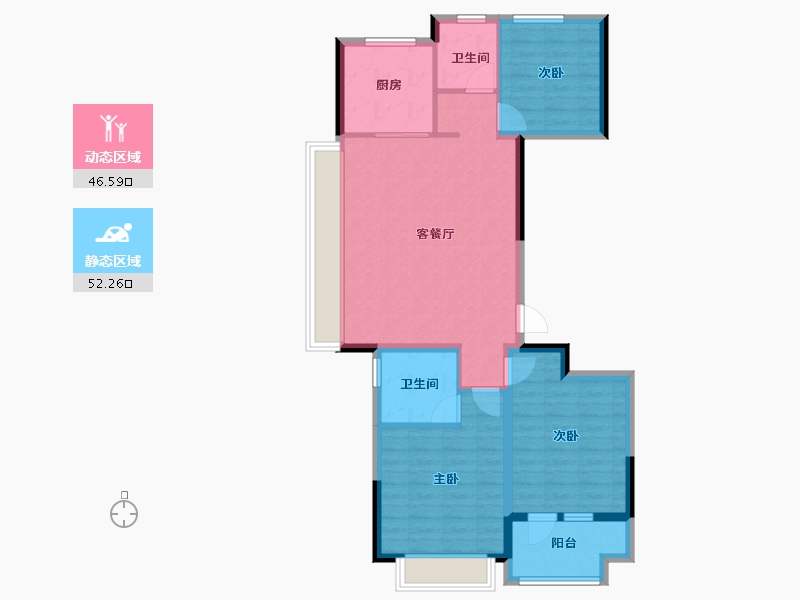 山东省-聊城市-星光·桃李天阅-88.80-户型库-动静分区