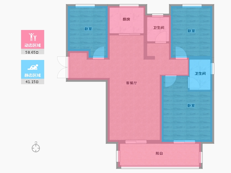 河南省-洛阳市-瑞江浅山悦-88.80-户型库-动静分区